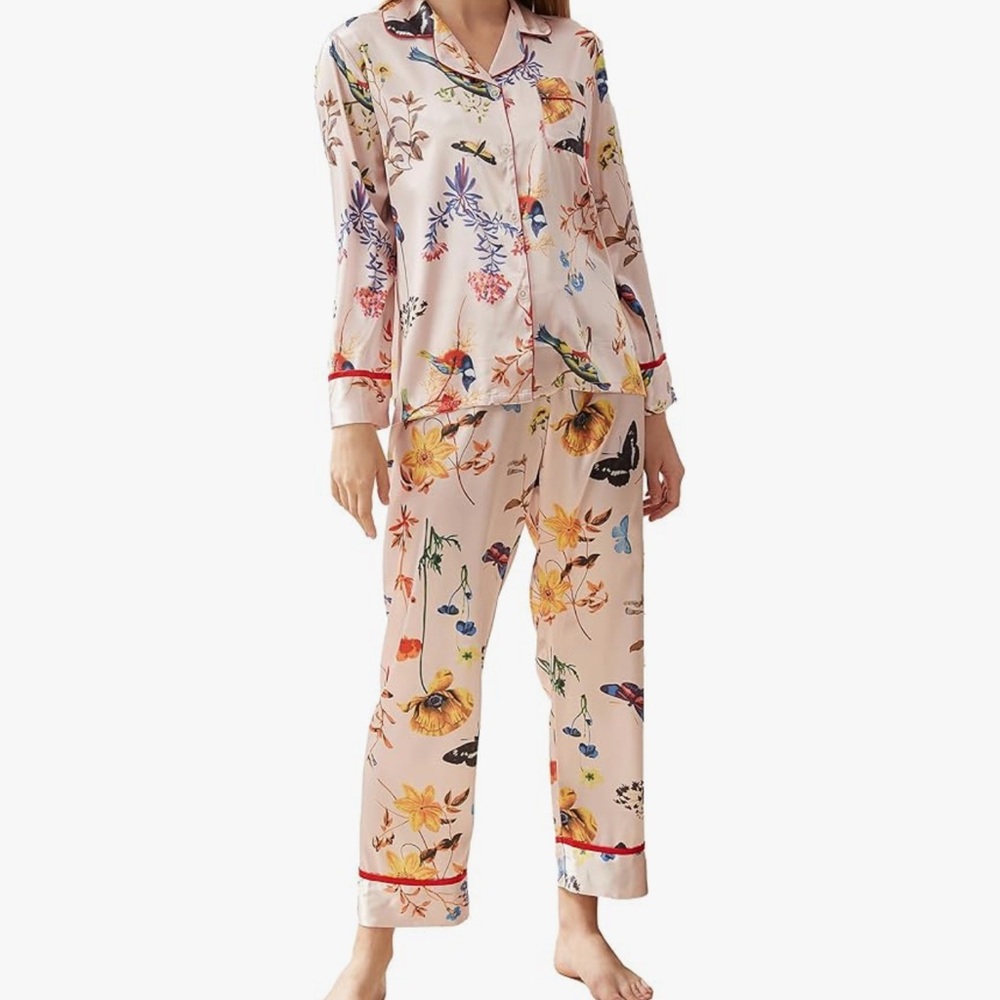 Amazon Floral Print Pajama Set - Pink and Multicolor